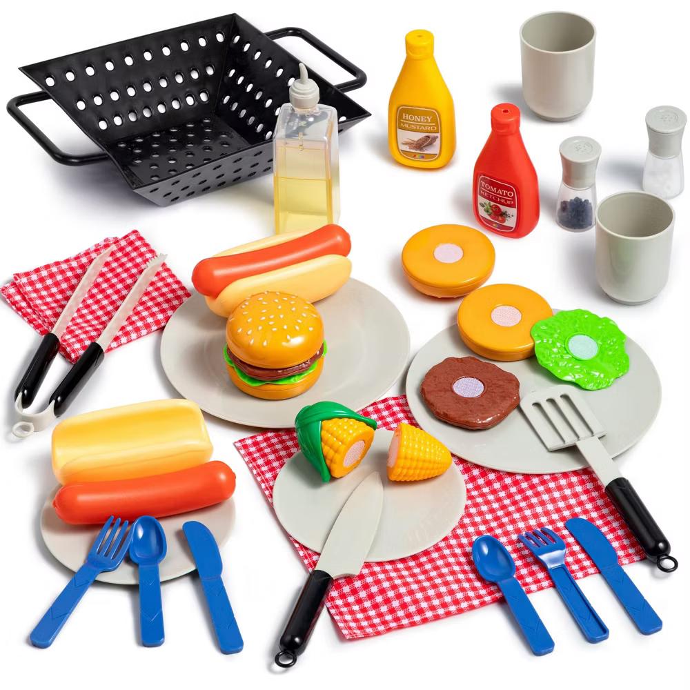 27 Pcs Kids Kitchen Toy Playset, BBQ Grill Pretend Play Food Sets, Birthday Christmas Halloween Gift for Toddlers 3 4 5 Years Old Girls Boys - Image 5