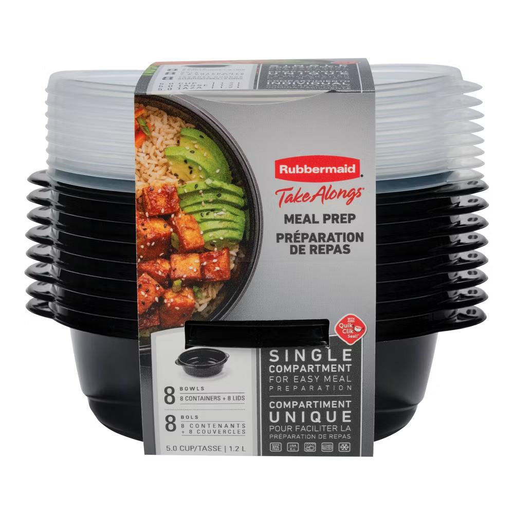 16pc TakeAlongs Meal Prep Containers Set: Microwave & Freezer Safe, Black & Clear Food Storage - Image 4