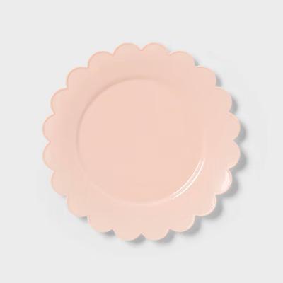 8ct Light Pink Plastic Scallop Snack Plates