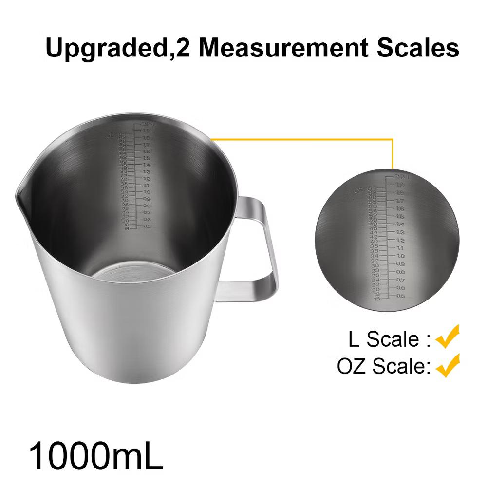 Measuring Cup Including ML Scale Ounce Scale Stainless Steel Graduated Beaker with Handle for Lab Kitchen liquids - Image 5