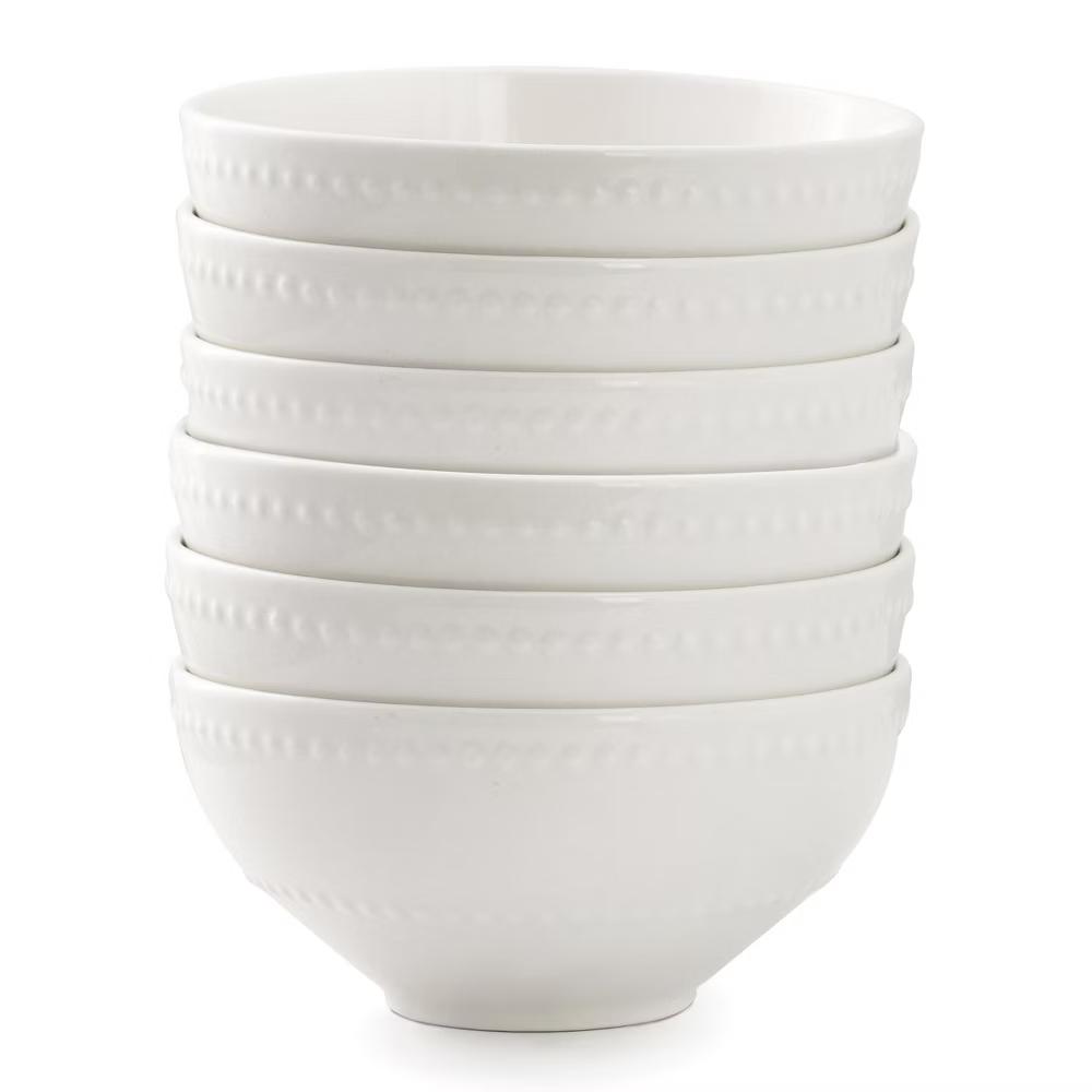 Olevia 6 Piece Stoneware Cereal Bowl Set in White, Service for 4 - Image 4