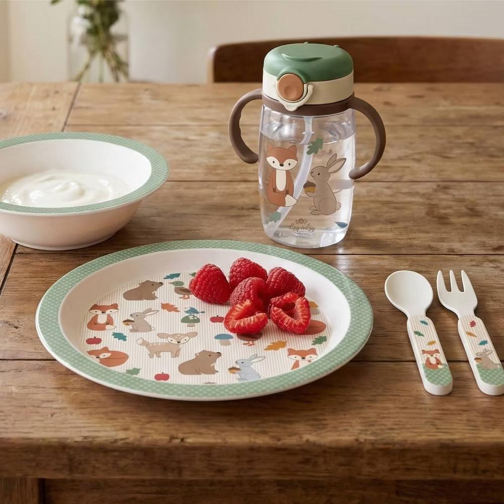 4pc Melamine Itzy Bistro Toddler Feeding Dining Set, Plate, Bowl, Fork and Spoon - Image 21