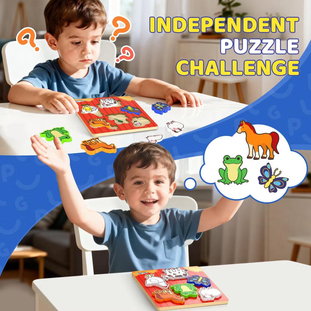 Wooden Puzzles for Toddlers 1-3, Life Cycle Animal Toddler Puzzles, Montessori Toys - Image 7