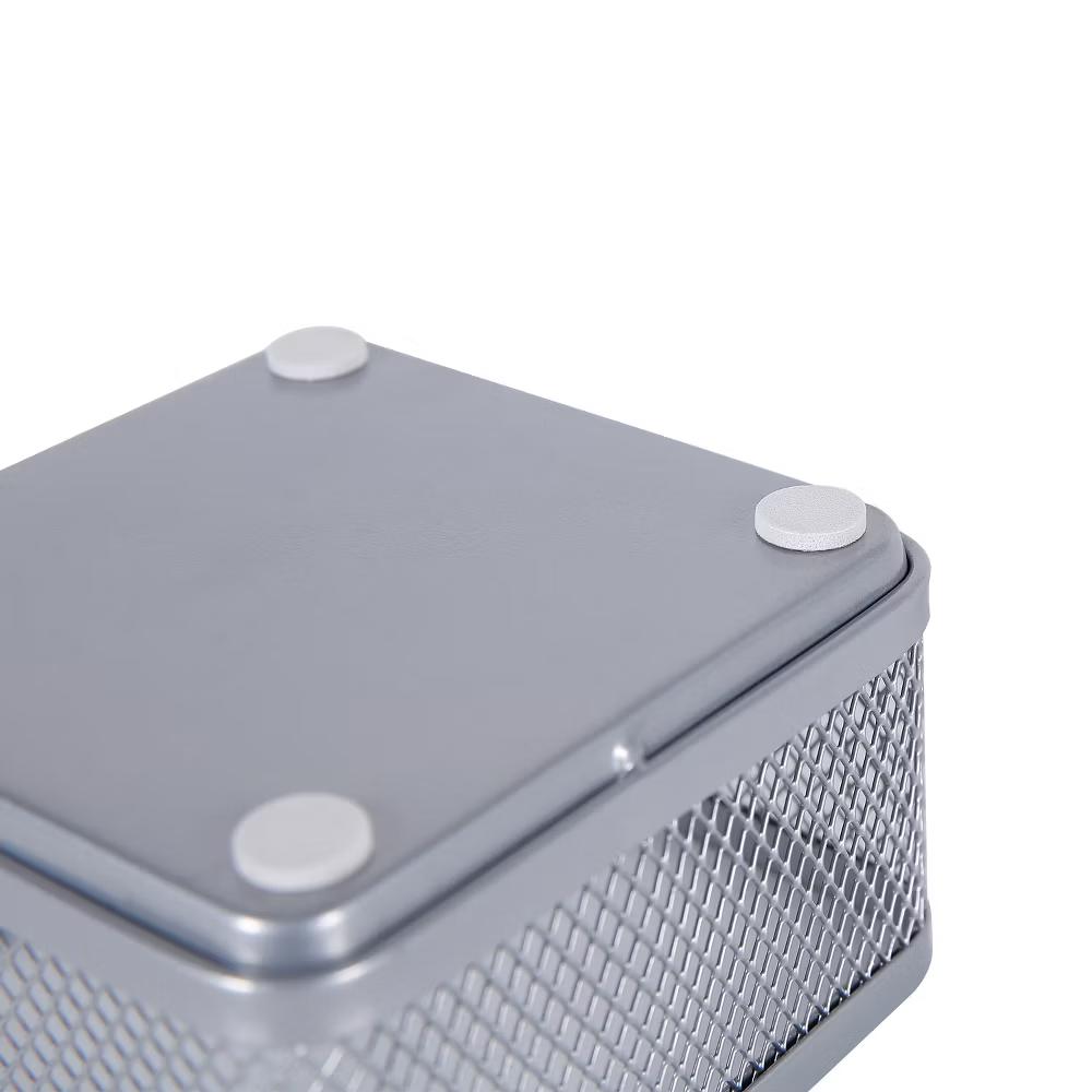 Mesh Desk Organizer Silver - Steel Office Supplies, Desk Drawer Organizer, 8"x8"x4.5"