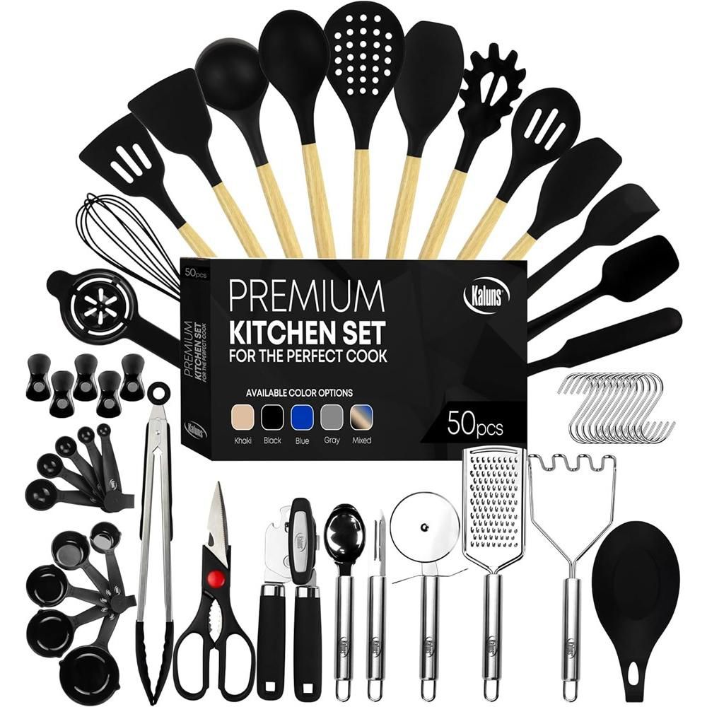 Kitchen Utensils Set, 50 Piece Silicone And Stainless Steel Cooking Utensils, Heat Resistant Kitchen Tools