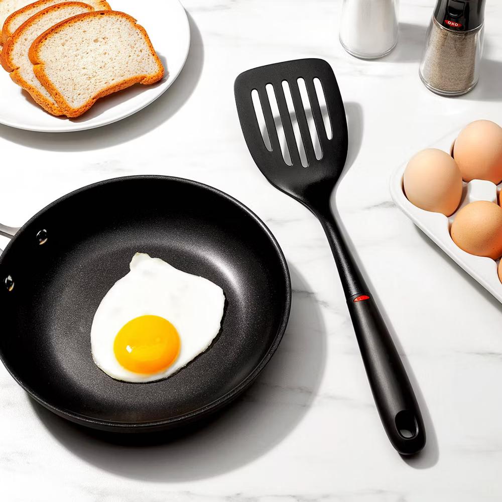 3pc Nylon Utensil Set Black: Kitchen Utensils with Soft-Grip Handle, Includes Pasta Spoon & Slotted Turner - Image 3