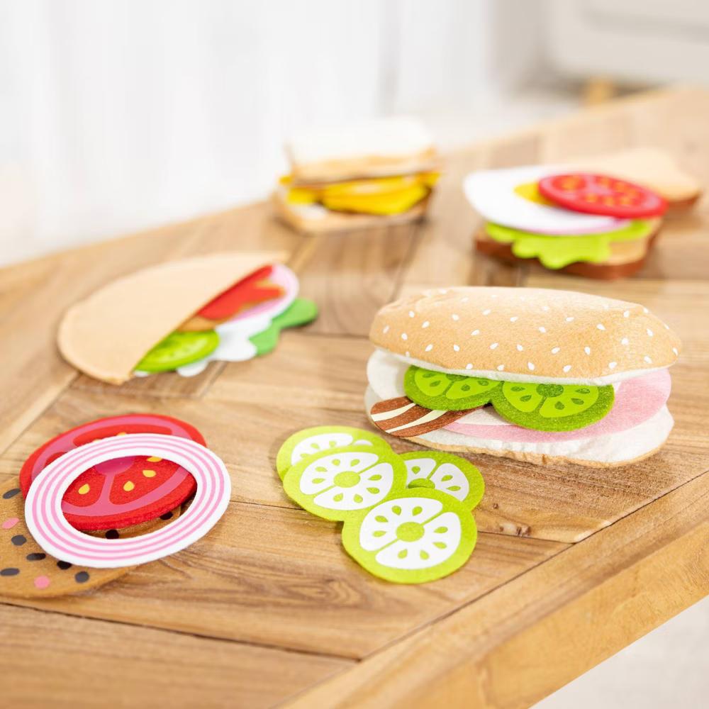 Felt Food Sandwich Play Food Set (33pc): Creative Kitchen Accessories, Educational Pretend Play - Image 8