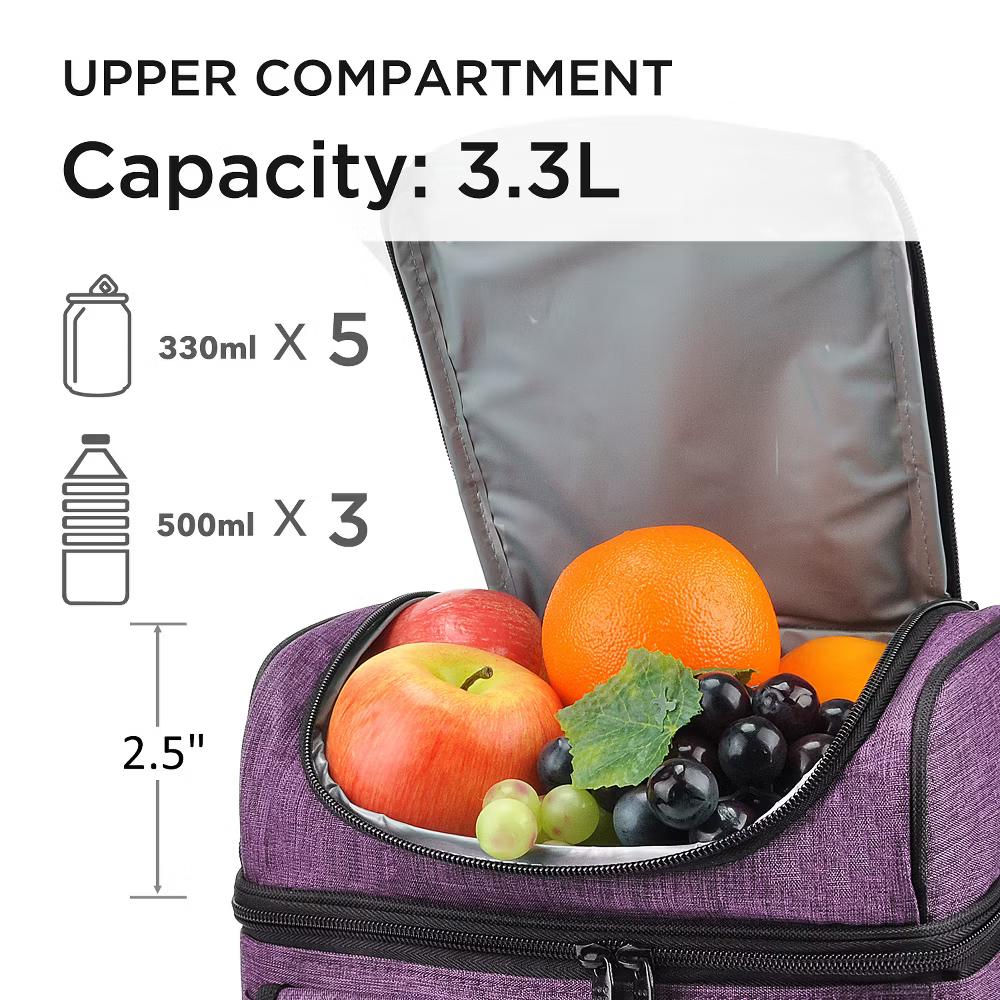 Dual Compartment Insulated Lunch Bag, Leakproof Lunch Tote with Front Pocket, Insulated Lunch Cooler Bag with Back Mesh Pocket - Image 42