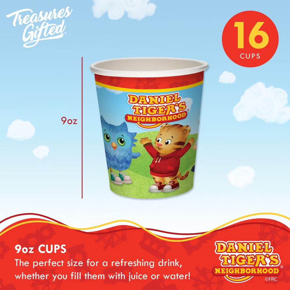 Treasures Gifted Daniel Tiger Cups - 9oz Party Cups - Daniel Tiger Birthday Decorations - Disposable Paper Cups - Image 6