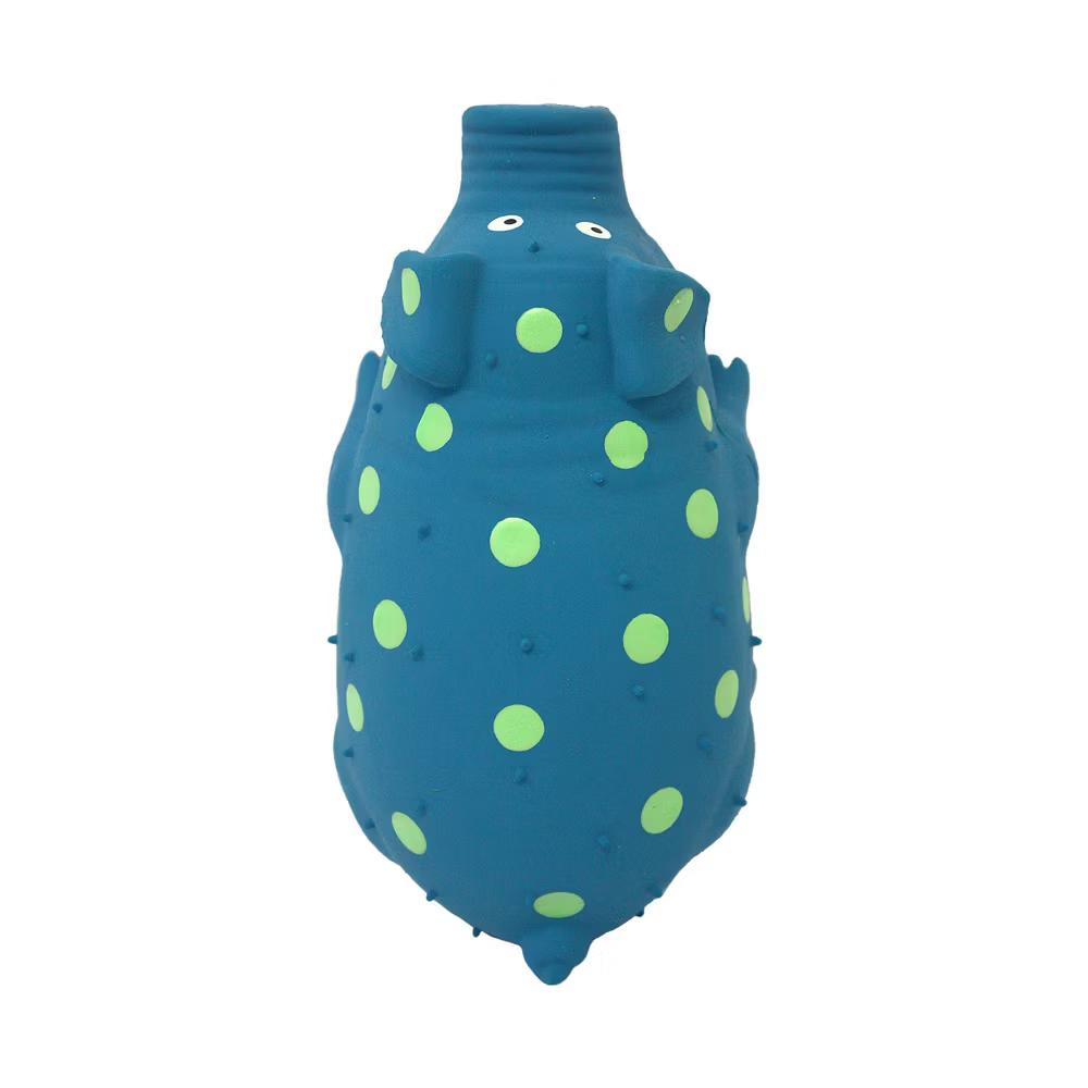 Latex Polka Dot Pig Dog Toy - Blue - 9" - Image 3