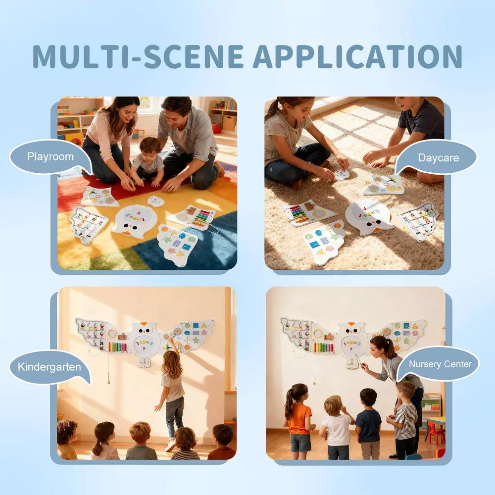 Owl Activity Wall Busy Board Panels Montessori Sensory Toys for Playroom Nursery - Image 10