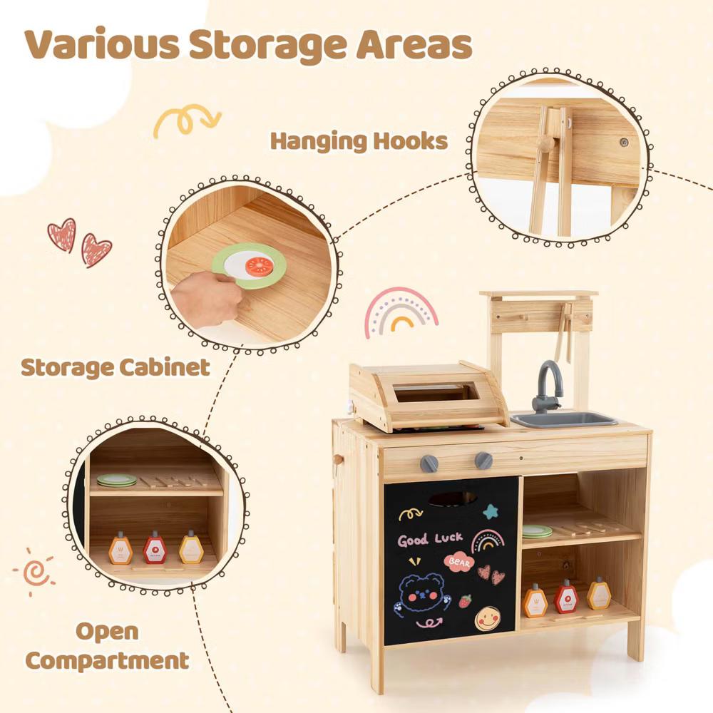 Wooden Barbecue Grill Playset with Play Food Grilling Tools & Accessories - Image 9