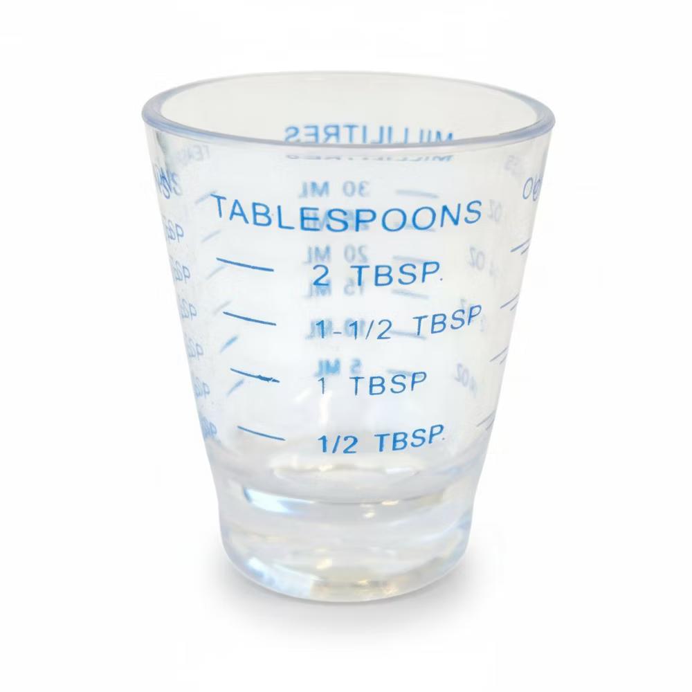 Handy Housewares Easy-Read Clear Plastic Measuring Shot Glass, Measure in Ounces, Tablespoons, Teaspoons, and Milliliters - Image 2