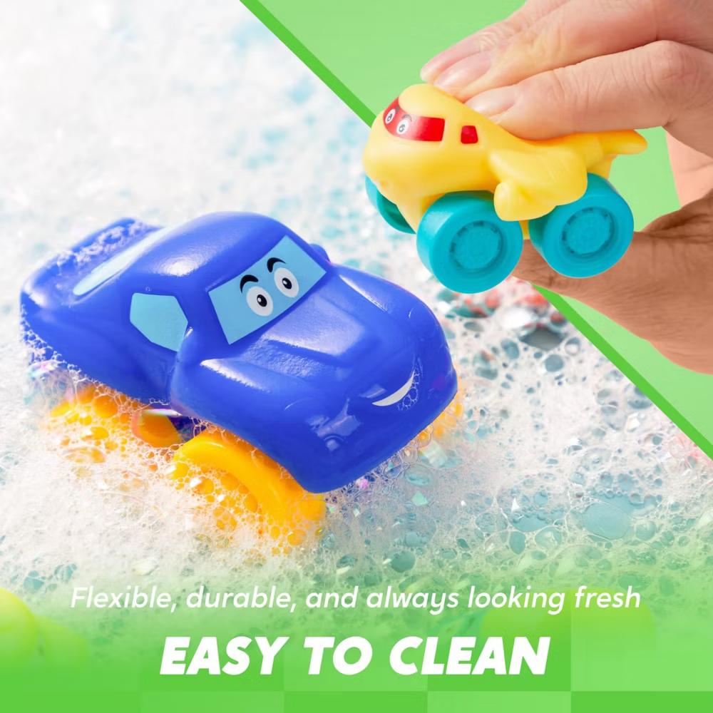8 PCS Rubber Cartoon Cars with Play Mat, Mini Bath Toy Car for Toddlers, Boy Toys Birthday Gift, Party Favors for Kids Toddlers 2 3+ Year Old - Image 7