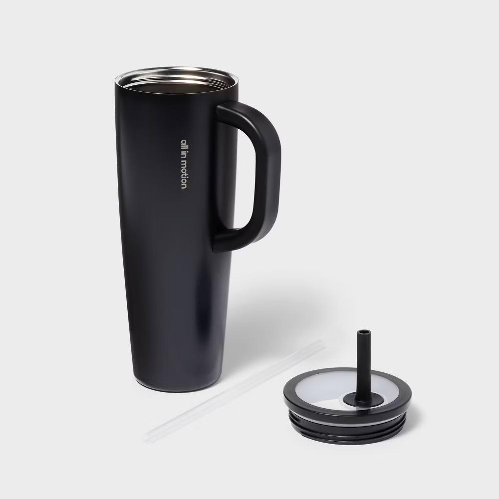 StrawBlue40 fl oz Stainless Steel Tumbler with Straw - Image 3