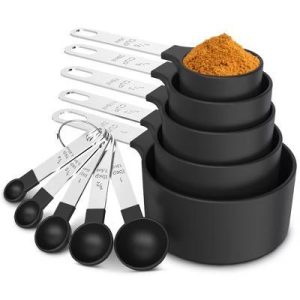 10-Piece Measuring Cups & Spoons Set – Stainless Steel Handles, Nesting Design, Dishwasher Safe, BPA-Free