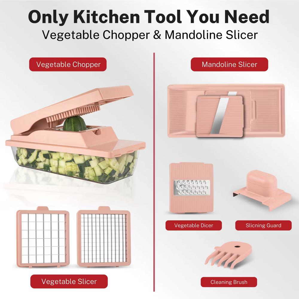 As Seen On TV NutriSlicer XL 7 Piece Vegetable Mandoline Slicer Chopper Dicer with Container & Blades - Image 20