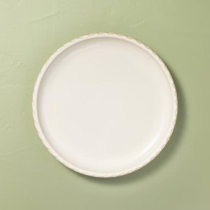 10.5" Stoneware Pinched Edge Dinner Plate - with Magnolia