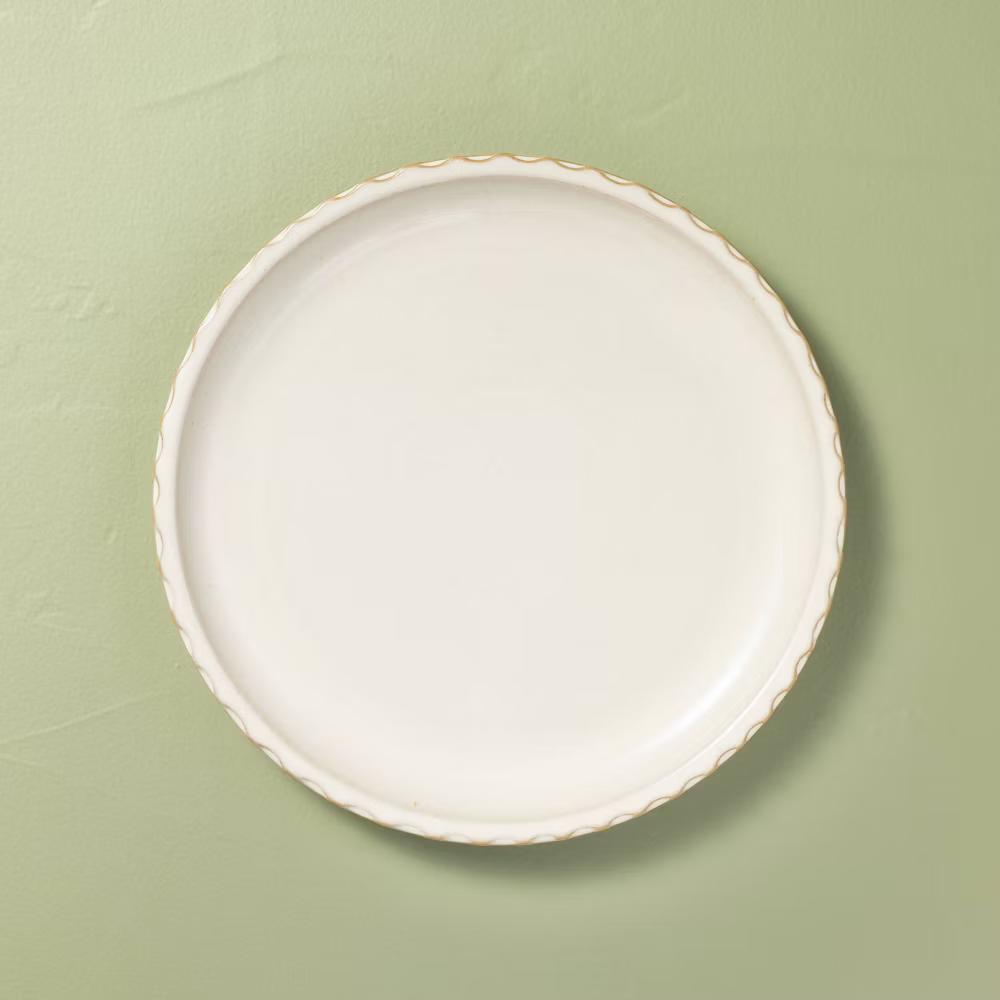 10.5" Stoneware Pinched Edge Dinner Plate - with Magnolia