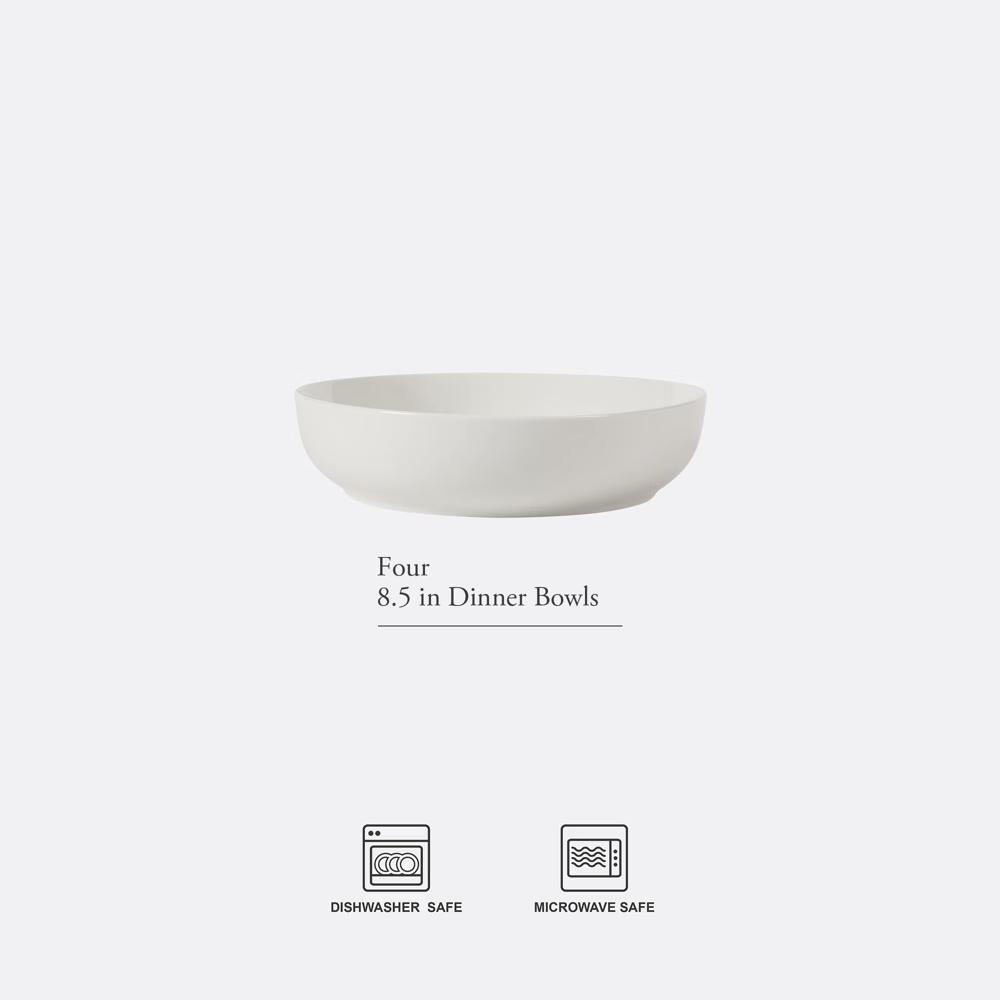 Zen Buffet 6-Piece 41oz Large Pasta Bowls Porcelain Ceramic Chip and Scratch Resistant Shallow Bowls Set, White - Image 5
