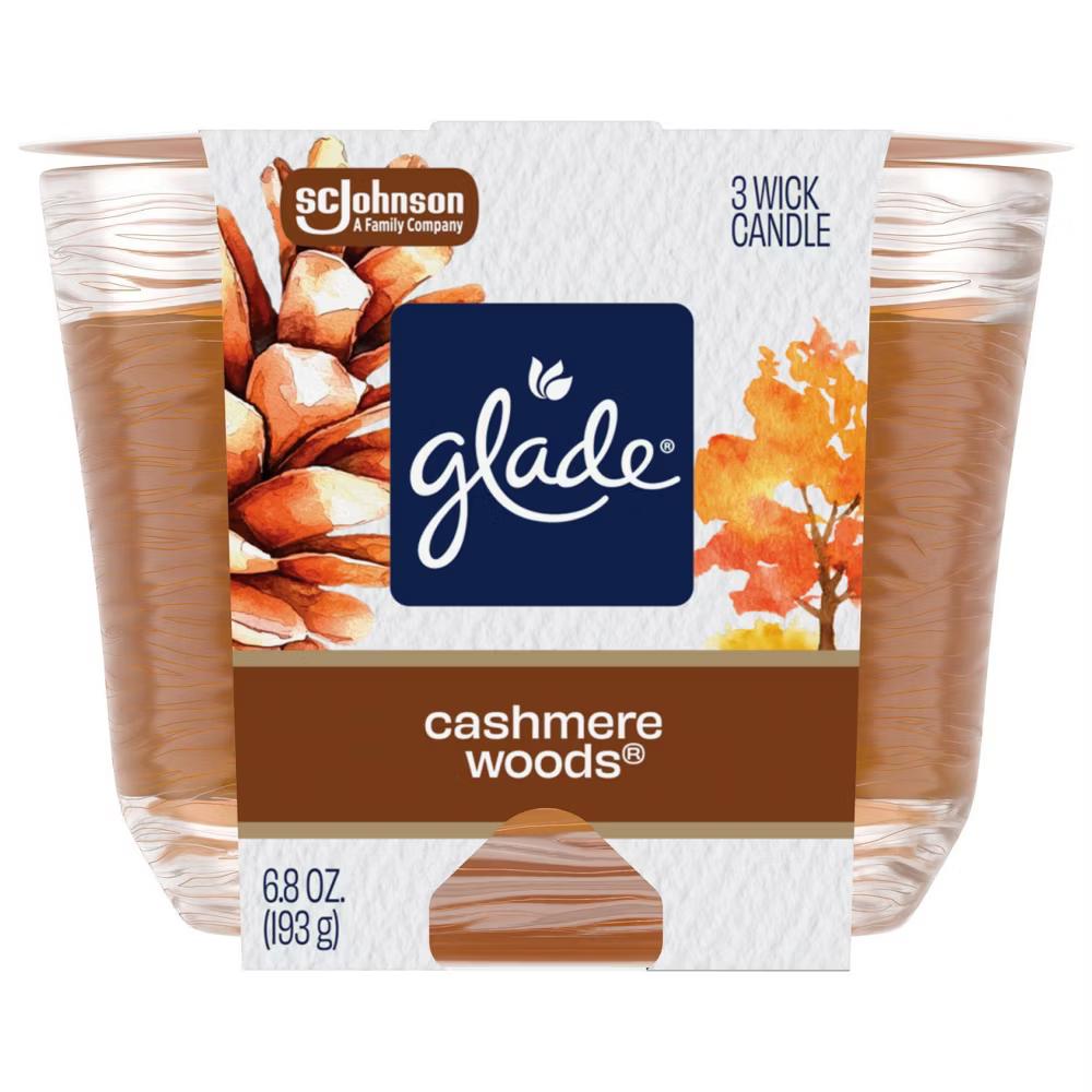 Glade 3 Wick Scented Candle in Glass Jar - Cashmere Woods - 6.8oz: Indoor Use, Jasmine, Sandalwood, Musk, 30-Hour Burn Time - Image 6