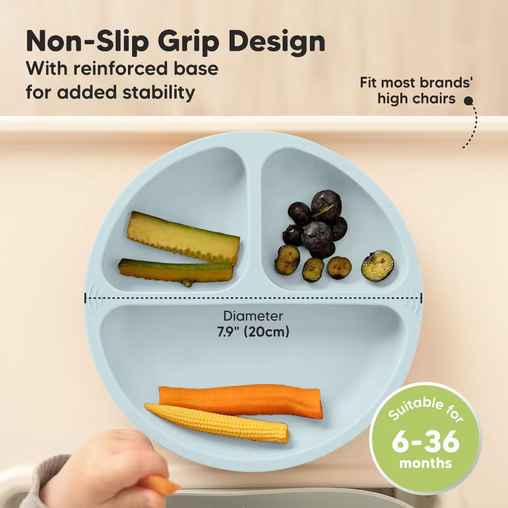 3-Pack Prep Suction Plates for Baby, 100% Silicone Toddler Plates, BPA-Free Divided Baby Plates with Suction - Image 3