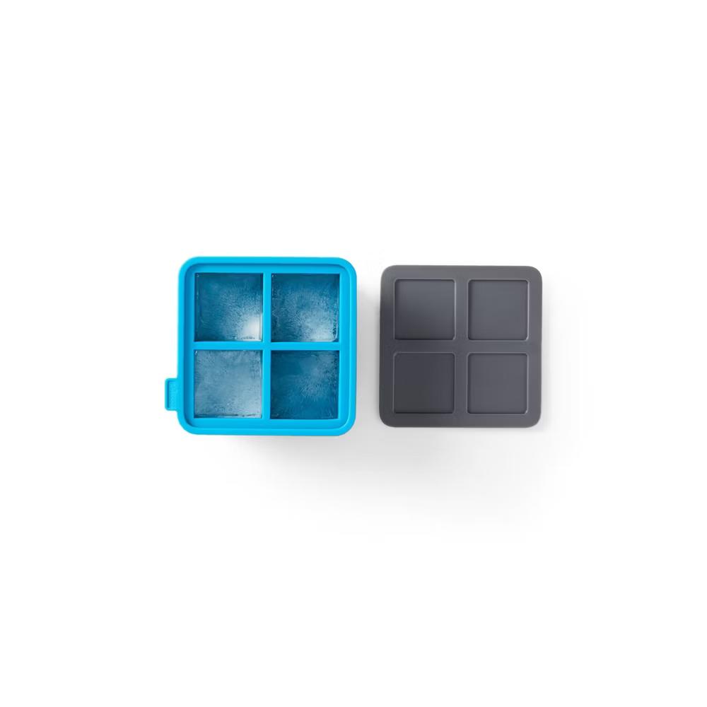 Houdini King Cube Ice Cube Tray with Lid: Silicone Whiskey Ice Mold, Reusable Blue Ice Maker, Dishwasher-Safe - Image 3