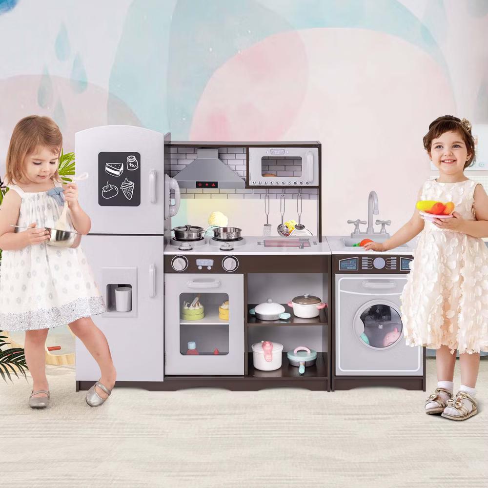 Kids Kitchen Playset with Realistic Lights & Sounds Ice Maker Stoves Sink Oven - Image 4
