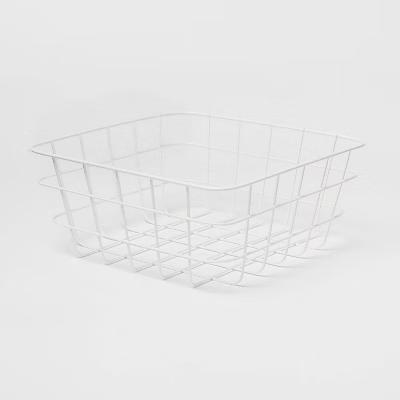 Small Wire Basket White - Powder-Coated Carbon Steel, Square Decorative Storage, 9.1"x9.1"x4" - Image 2