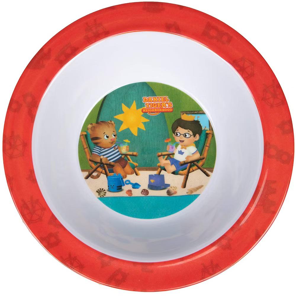 Daniel Tiger 5 Pc Mealtime Feeding Set for Kids and Toddlers - Includes Plate, Bowl, Cup, Fork and Spoon Utensil Flatware - Durable(Red) - Image 6