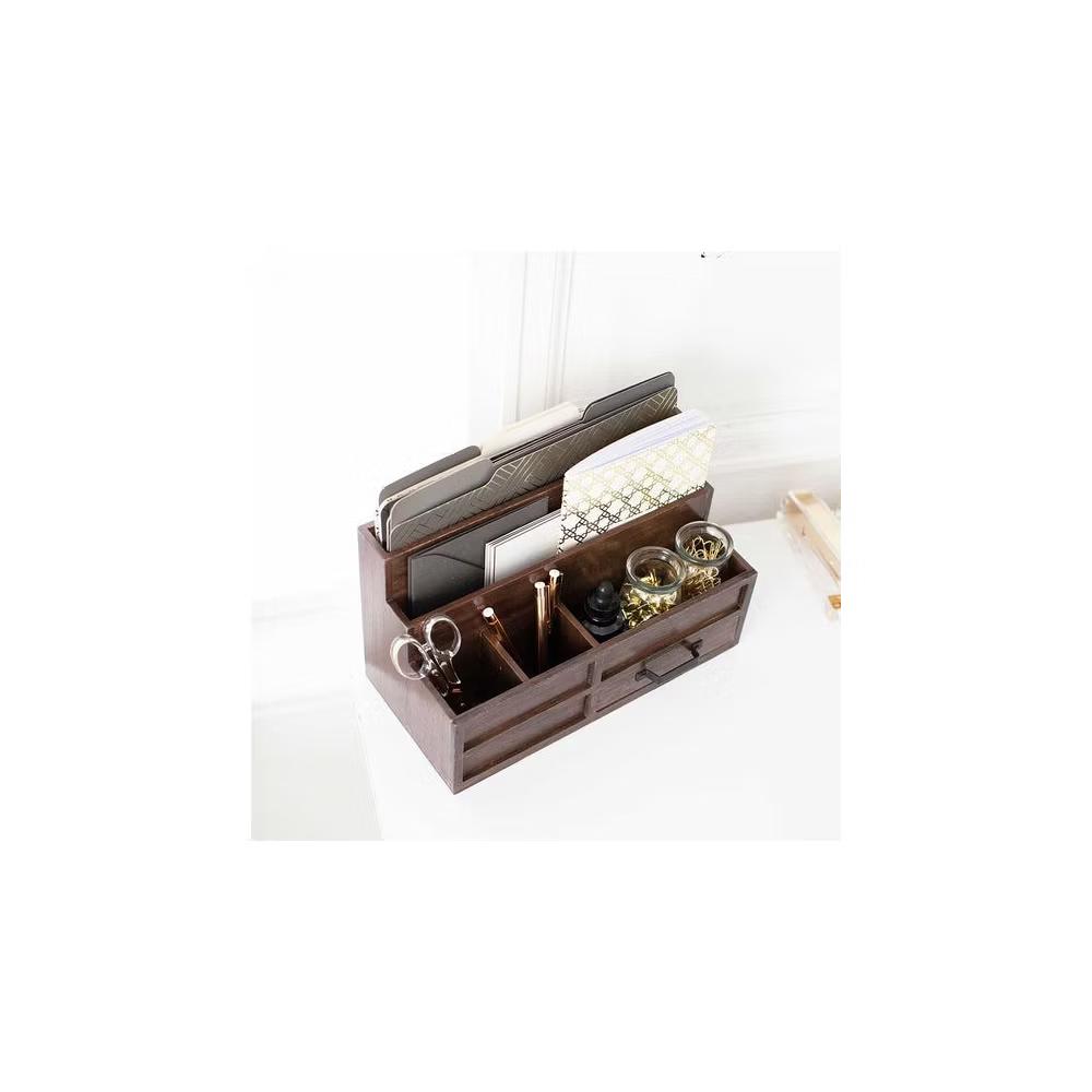 Blu Monaco Wood Mail Organizer with Drawer & Pen Holder - Image 9