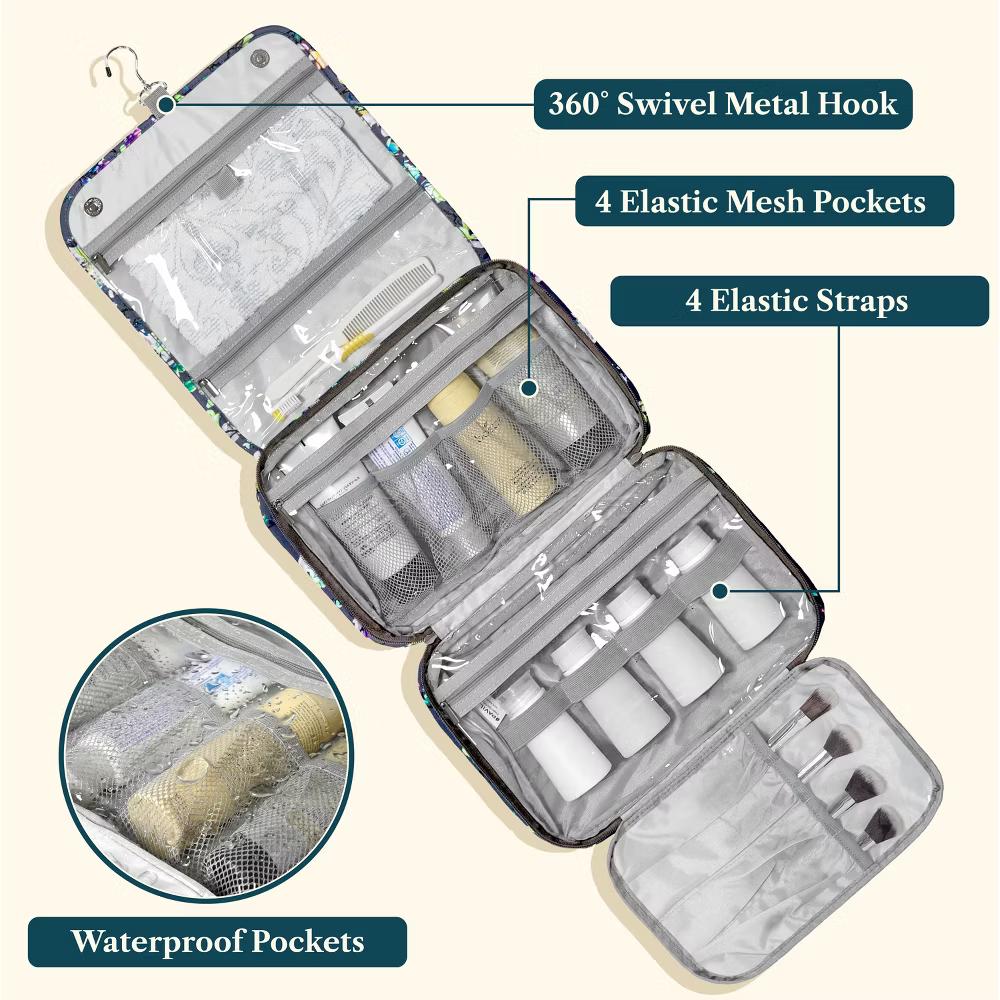 PAVILIA Hanging Toiletry Bag Women Men, Foldable Large Travel Cosmetic Organizer, Water Resistant Makeup Toiletries Essentials Kit - Image 27
