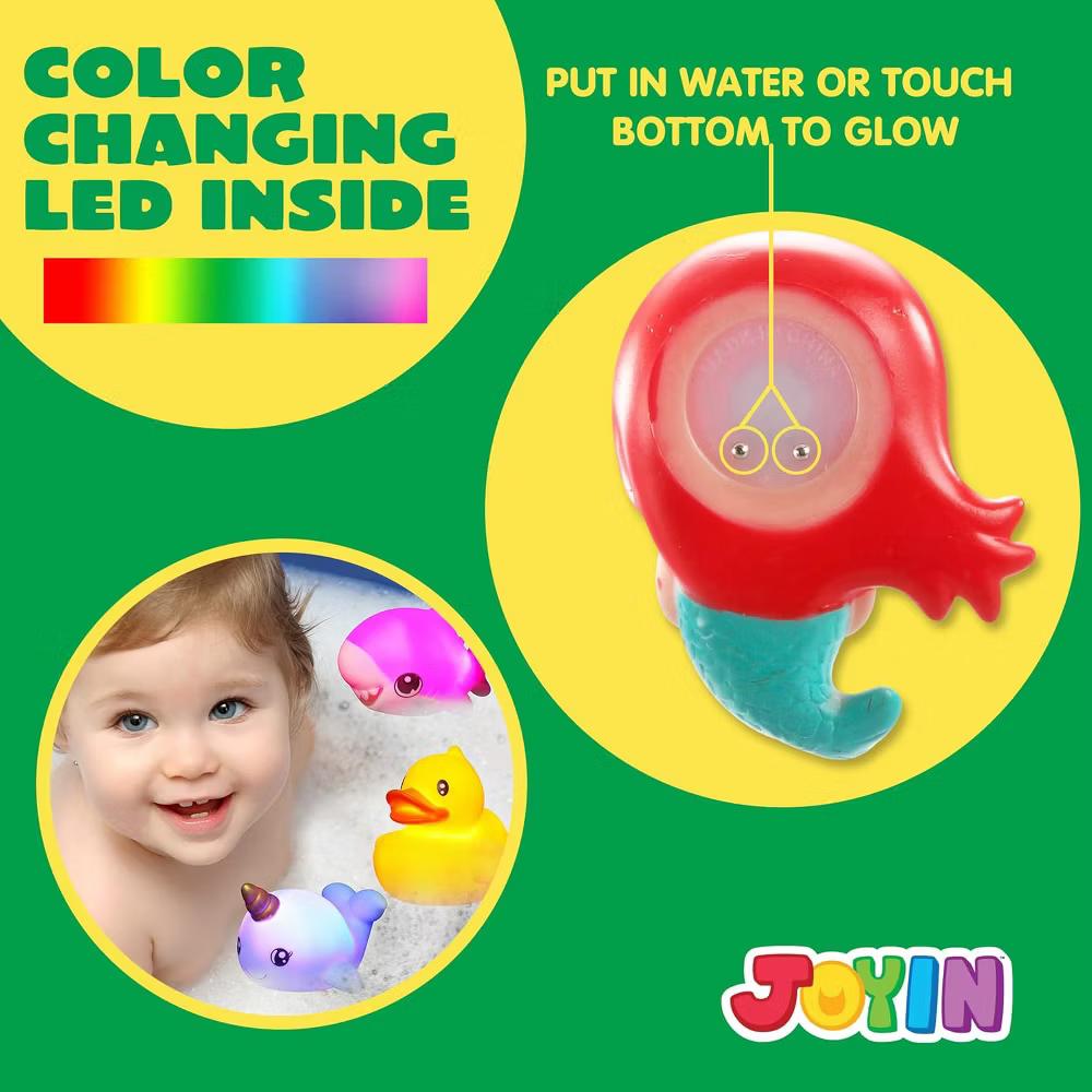 12Pcs Light Up Bath Toys, Toddler LED Bathtub Mermaid Toy, Baby Bathtime Floating Rubber Shower Toy for Infant Baby Kids Boy Girl Gift - Image 4