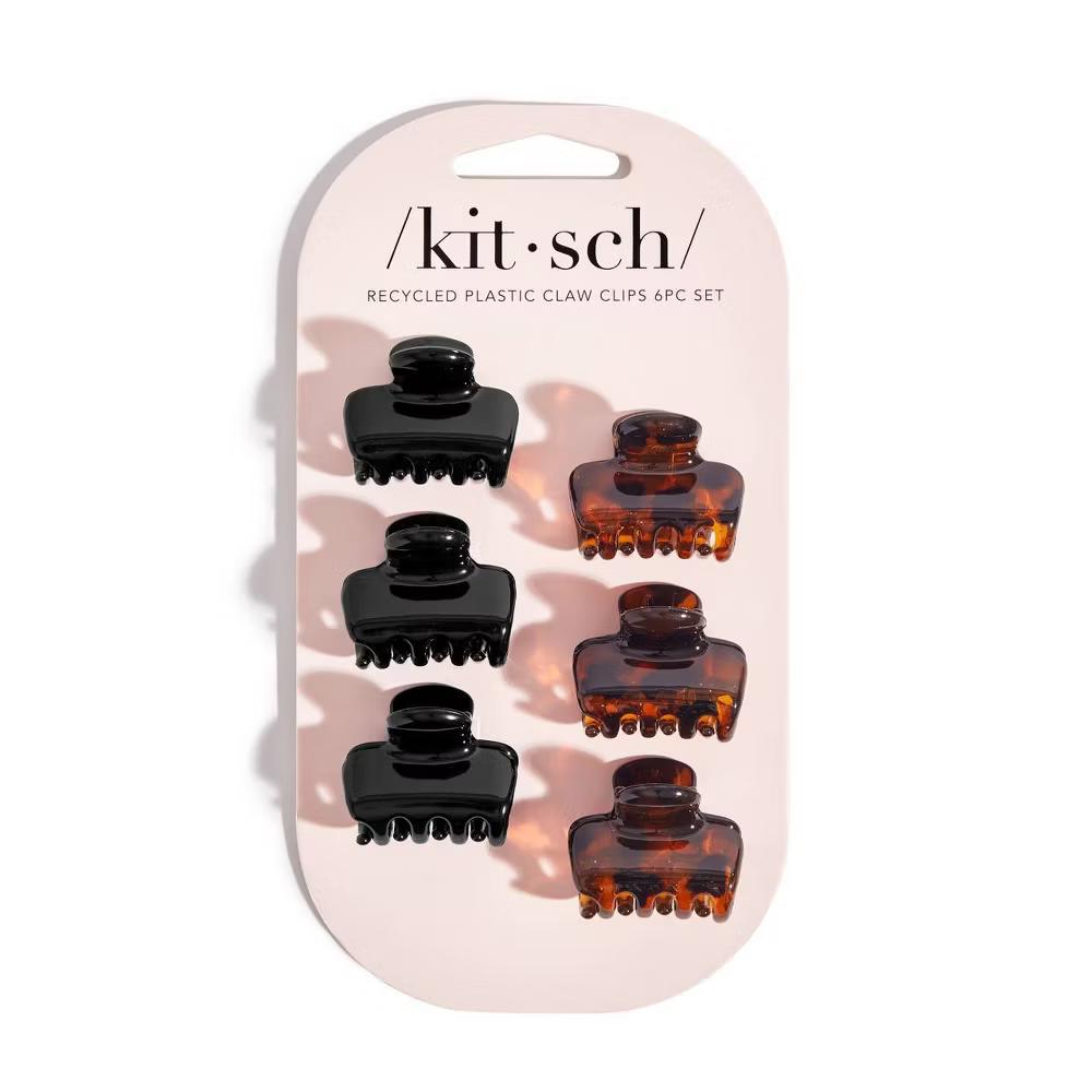 Recycled Plastic Mini Puffy Claw Clips - 6pc - Black & Tortoise: Hair Styling, All Hair Types - Image 2