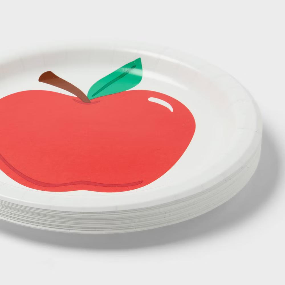 20ct Round Apple Classroom First Day of School Snack Paper Plates - Image 3