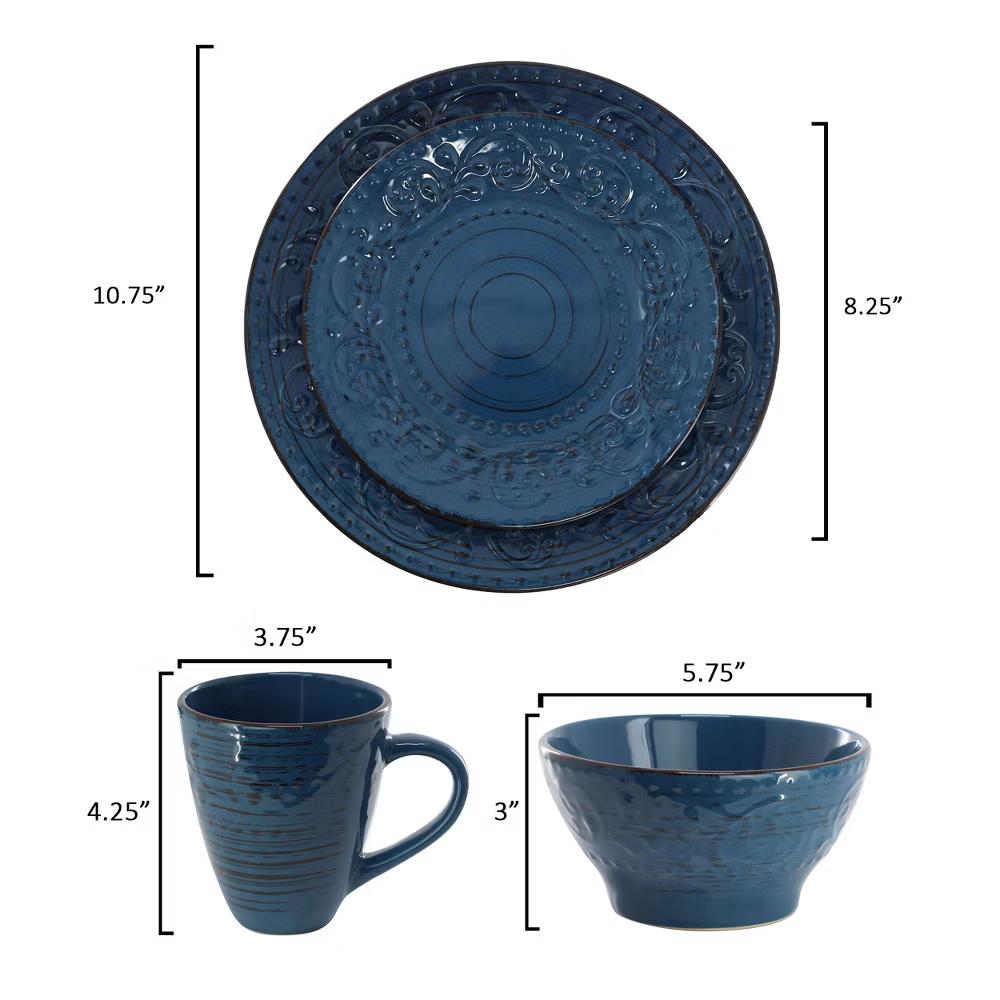 Malibu Sea Glass 16-Piece Dinnerware Set in Dark Green - Image 6