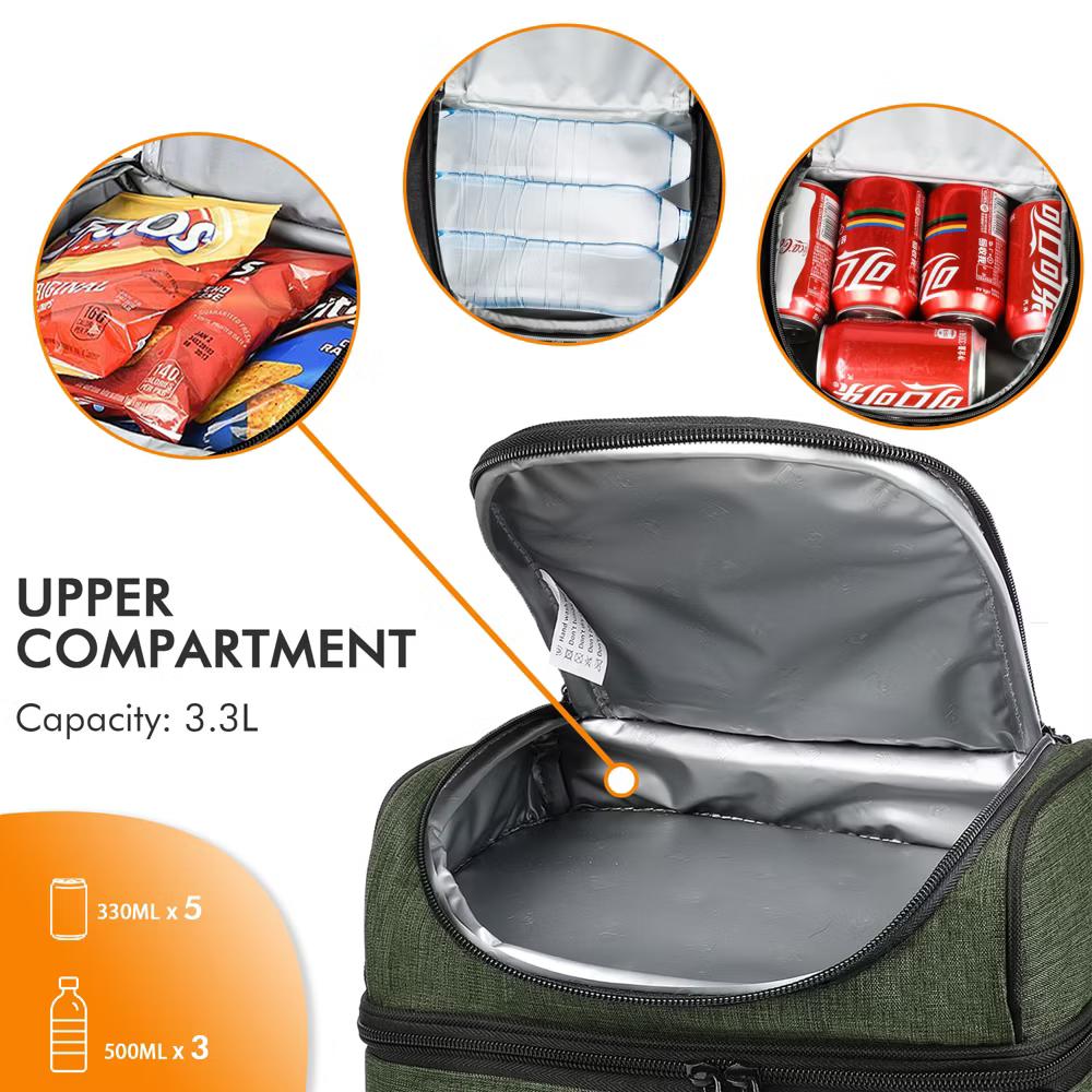 Dual Compartment Insulated Lunch Bag, Leakproof Lunch Tote with Front Pocket, Insulated Lunch Cooler Bag with Back Mesh Pocket - Image 39
