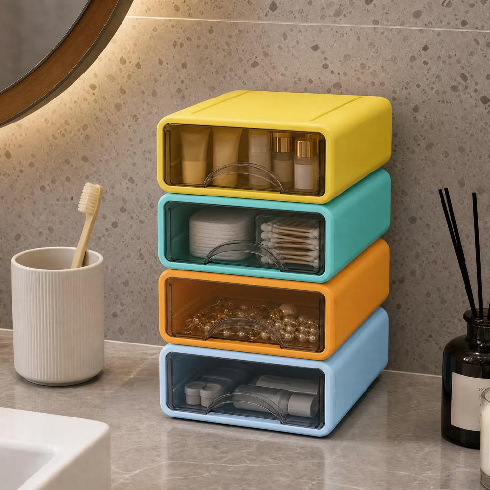 Stackable Storage Drawer with Dividers, Transparent PP Material Desktop Organizer, Durable Thickened Storage Container - Image 41