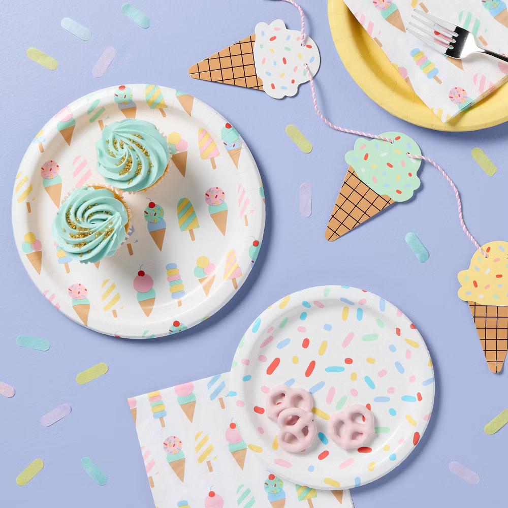 20ct Ice Cream Party Dinner Paper Plates - Image 2