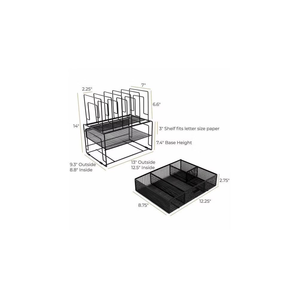 Blu Monaco Desk Organizer with File Sorters & Drawer - Image 10