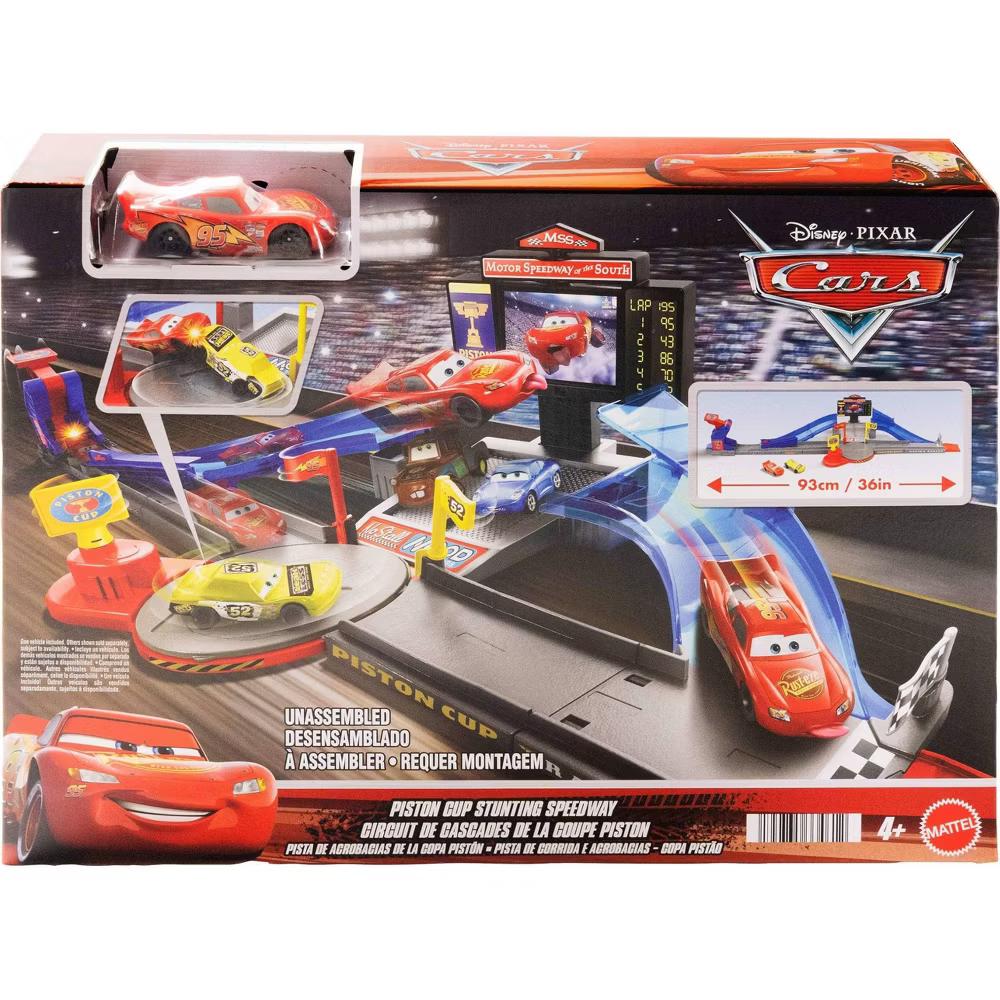 and Pixar Cars Piston Cup Stunting Speedway Playset with Lightning McQueen Toy Car - Image 5