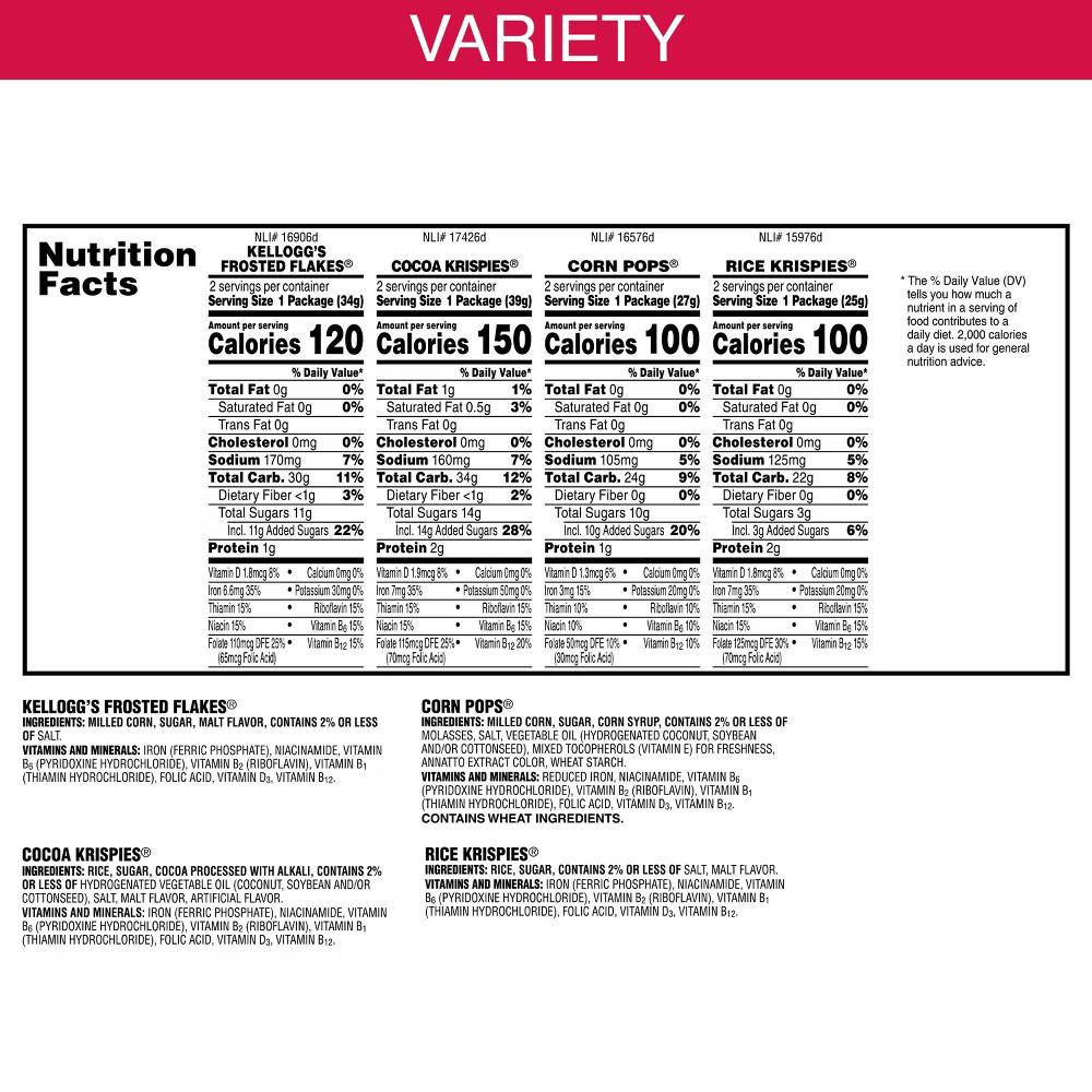 Kellogg's Variety Breakfast Cereal Fun Pack - 8.82oz/8ct: No Certified Synthetic Colors - Image 4
