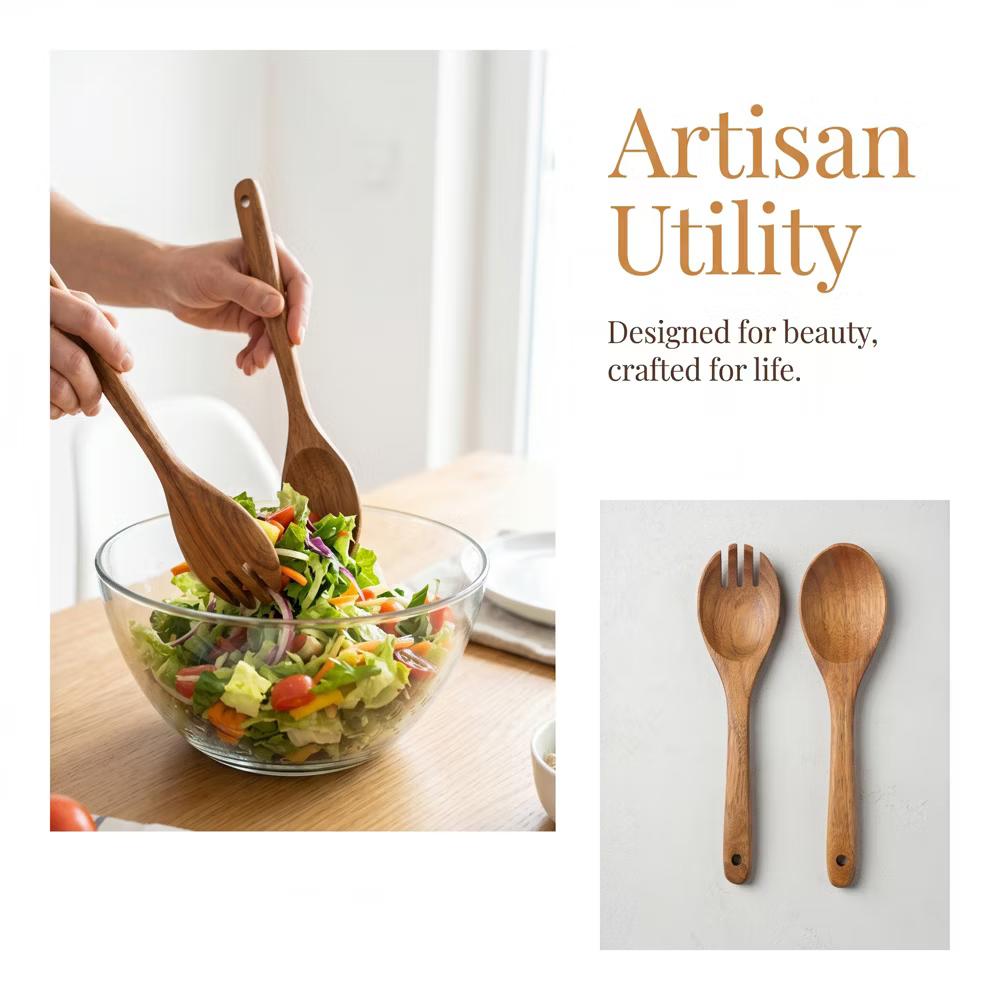 Essential Wood Solid Color Kitchen Gadgets Utensils for Home Cooking or Gift 6Pcs - Image 12