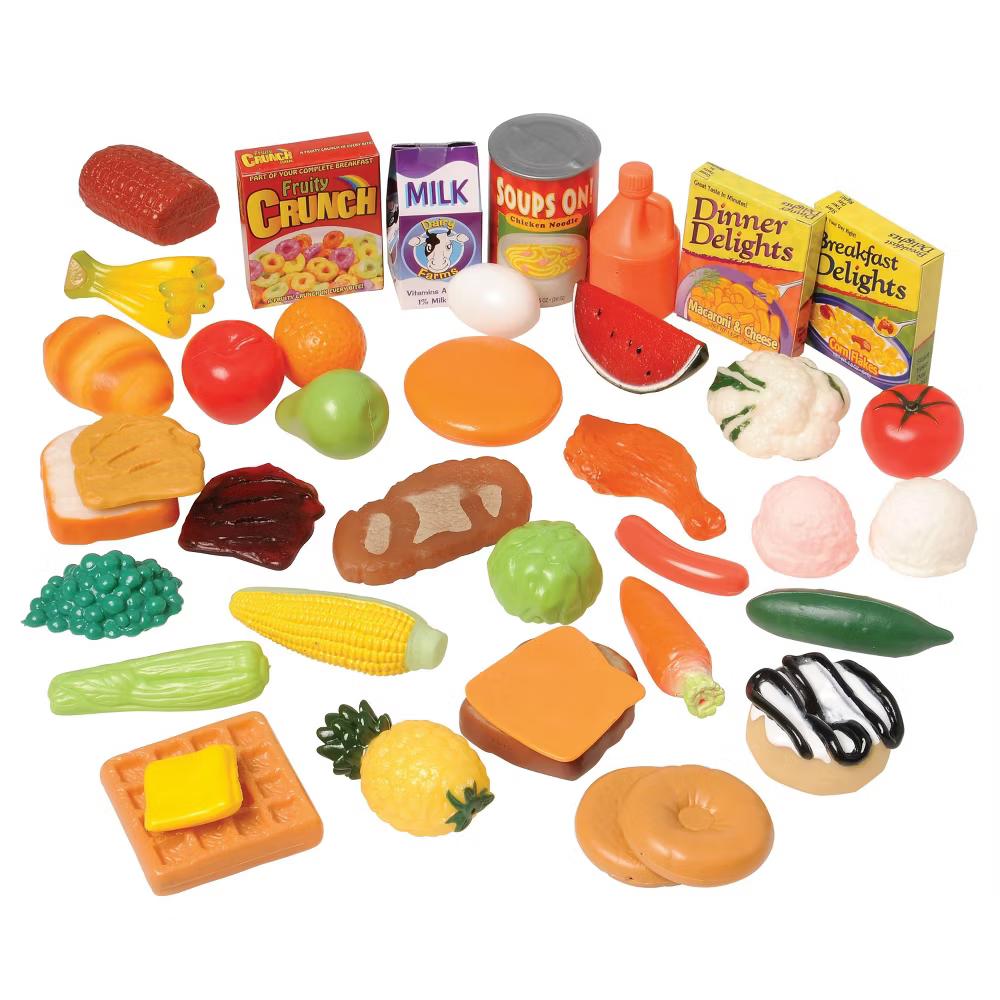 Constructive Playthings Mini Play Food Set – 37-Piece Kids Pretend Kitchen Food Toy Set for Ages 3+ - Image 2