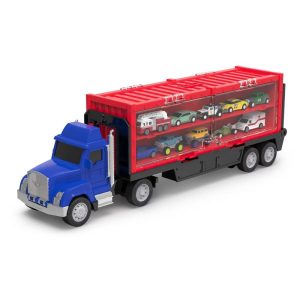 by Carrier Truck with 10 Pocket Size Cars Toy Semi Truck 13pc Playset