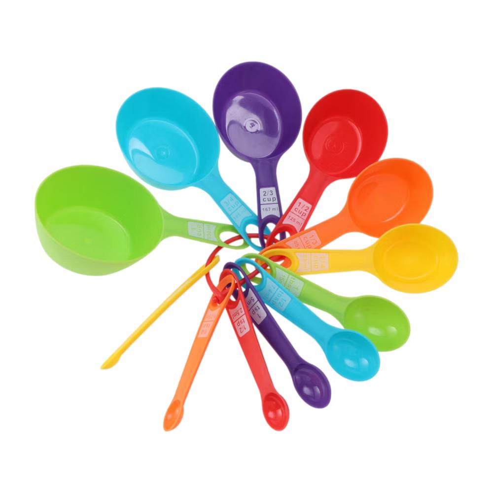Measuring Cups 12-Piece Measuring Set Cups and Spoons Dishwasher Safe Plastic Assorted Color 1 Set - Image 4