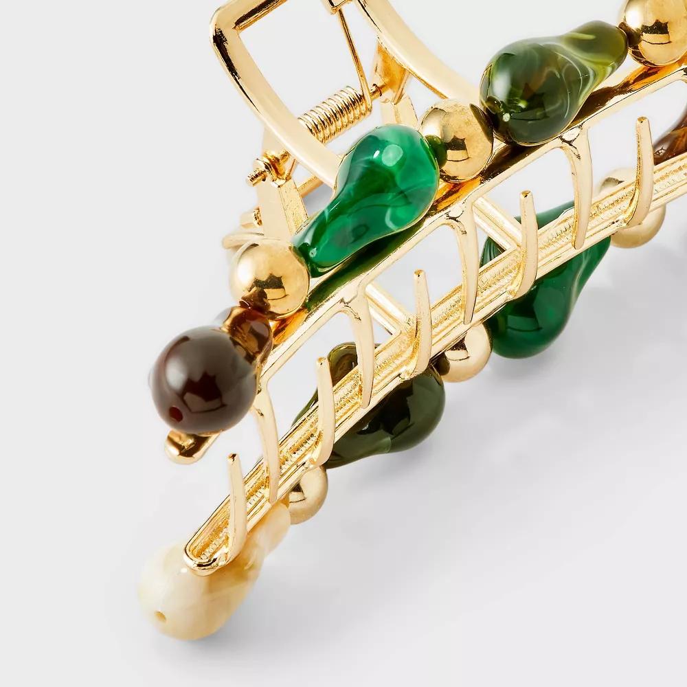 Marble Stone Hair Clip - Green/Brown - Image 2