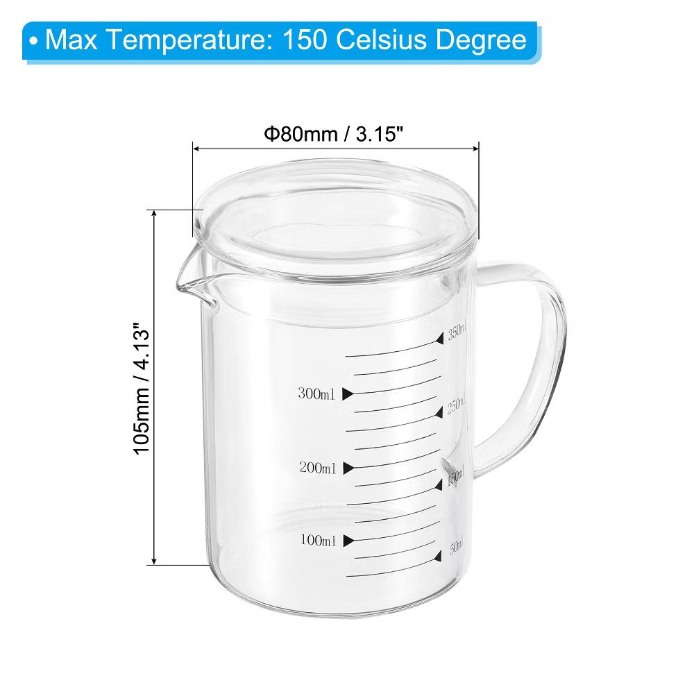 Borosilicate Glass Scale Measure Cups with Glass Lid and V-Shaped Spout - Image 4