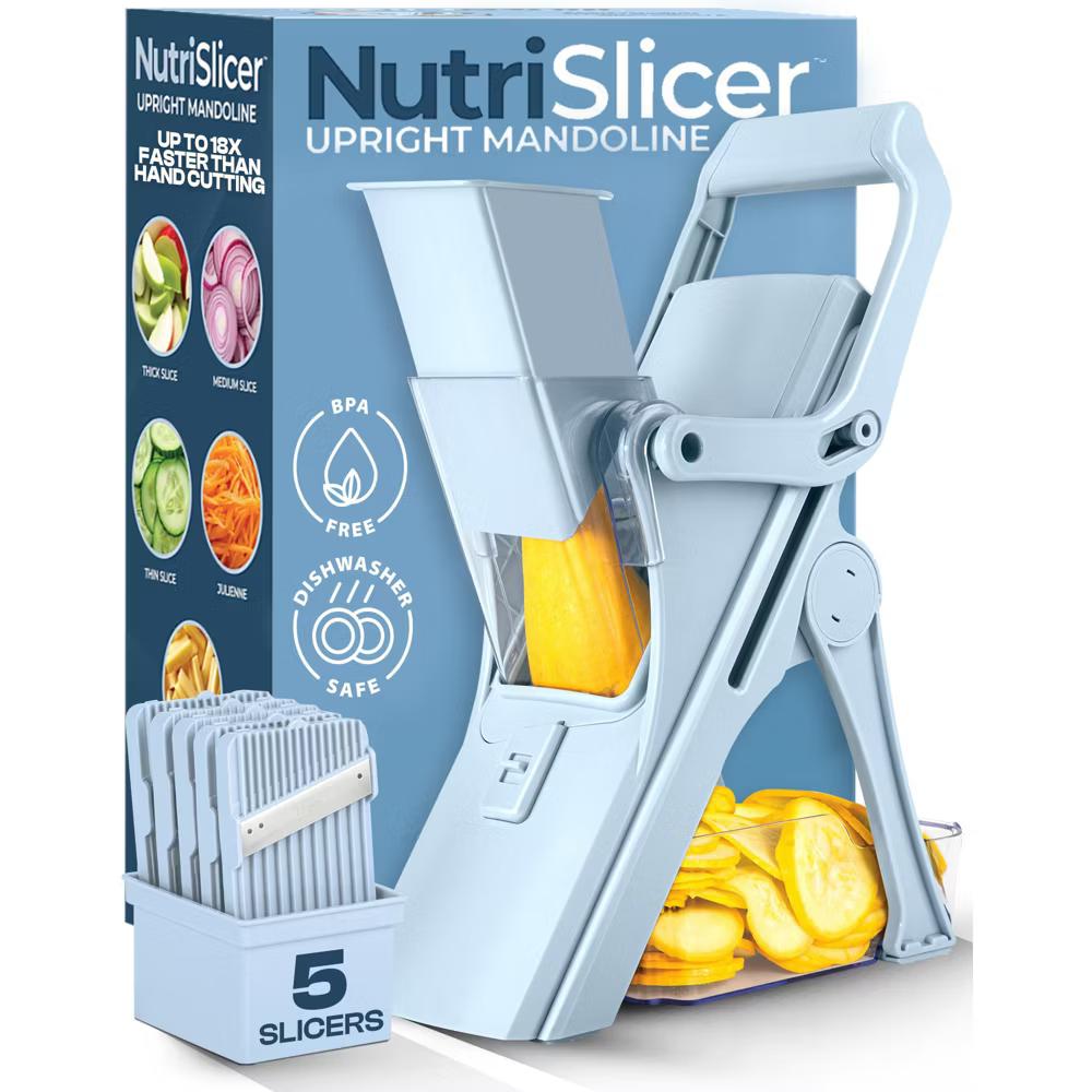 NutriSlicer Upright Mandoline Slicer – 5 Stainless Steel Blades, BPA-Free and Dishwasher Safe - Image 12