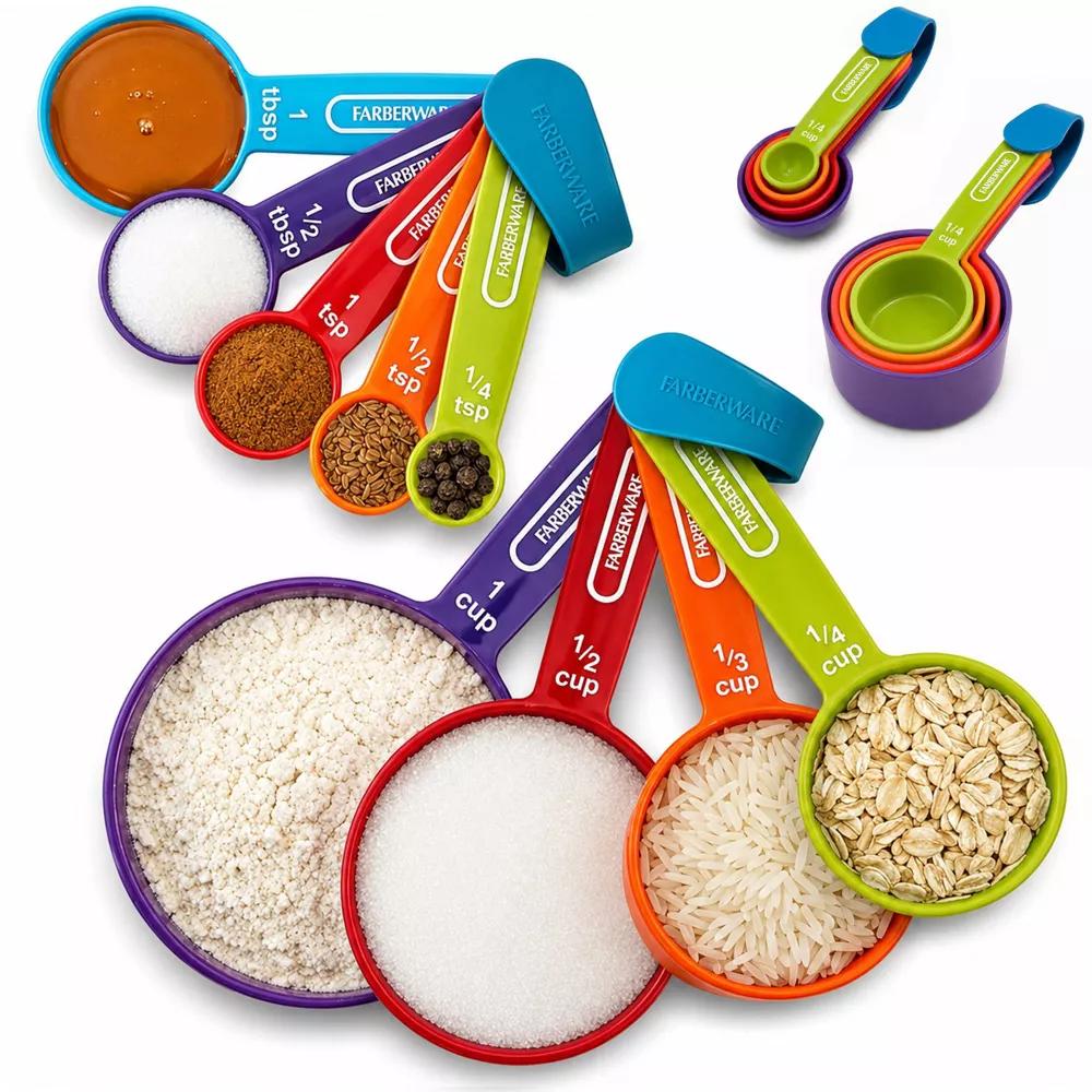 Farberware Kitchen Basics Measuring Cup & Spoon Set, 9-Piece Colorful Nesting Design with Easy-to-Read Markings - Dishwasher Safe, Plastic - Image 9